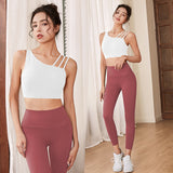 Bra top, leggings, yoga set, 4 colors to choose from, high waist, color scheme, sports, fitness, breathability, quick drying, sweat absorption, hip lift, pad, design, slimming, retro, elegant, high-end, stylish, U-neck, print, S~XL 