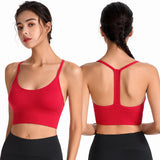 Bra Top, Yoga Top, With Cups, Y-Shaped Bra Top, No Wires, Simple, Daily, U-Neck, Solid Color, 6 Colors, Breathable, Sweat Wicking, Quick Drying, Fitness, Pad, Enhances, Durable, Running, Elastic, Backless, Pilates, S-XXL 