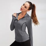 Yoga wear, hoodie, long sleeves, zipper, won't turn up, stretch, quick drying, comfortable, soft, large size, body coverage, straight bone structure, breathable, stand neck, 8 colors, sports, fitness, running, S-XXL 