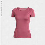 Yoga top, short sleeves, round neck, 5 colors to choose from, this season's trend, fashion, retro, mature and cute, sexy, luxurious, natural, S~XL 