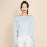 トップス ヨガウェア バックスリット ホットヨガ フィットネス おしゃれ ロング 体型カバー  吸汗速乾 薄手 ピラティス ボートネック 長袖 無地 3色選択可 F