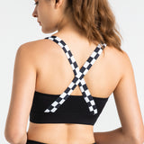 Yoga bra top, V-neck, color scheme, with cups, cross back, flattering, sexy, no wires, cute back, 3 colors available, sports, fitness, Pilates, running, comfortable, S-XL