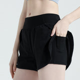 Shorts, half pants, short pants, one-piece, slimming, with pockets, stylish, stretchy, loose, thin, large size, plain, 4 colors available, sports, fitness, gym, running, S-XXL 