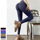 Leggings, Yoga Bottoms, Slim, Simple, Solid Color, High Waist, Breathable, Quick Drying, Sports, Stomach Cover, Fitness, Sweat Absorbent, Hip Lift, Running, Strong Elasticity, Pilates, Ankle Length, 7 Colors Available, SL