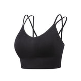 Bra top, yoga top, double straps, wide hem, cross, U-neck, slim, open back, with cups, no wires, super push-up/push-up, simple, plain, 4 colors, breathable, sweat-wicking, quick-drying, lightweight, padded, running, sports, fitness, large sizes, S-XXL 