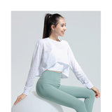 Yoga top, long sleeves, round neck, 2 colors to choose from, breathable, quick drying, sweat absorbing, thin, sports, sweet, stylish, unique design♪ Easy to match, elegant, daily wear, fashionable, retro, S~XL 