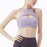 ヨガトップス ブラトップ ラウンドネック 6色選択可  切り替え パッド ノンワイヤー 背中開き 超盛れる スポーツ 吸汗 速乾 通気性 スリム 着痩せ 合わせやすい セクシー お洒落 レトロ 高級感  S~XL