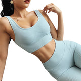 Yoga set, bra + leggings, nylon, round neck, ribbed, padded, high waist, sports, belly cover, fitness, sweat absorbent, hip lift, 5 colors to choose from, slim, SL