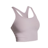 Bra top, yoga top, sleeveless, U-neck, open back, plain, sports, simple, women's, cute, S~XL