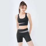 Bra top, shorts, yoga set, U-neck, 6 colors to choose from, high waist, switching, color scheme, sports, breathable, quick-drying, sweat-absorbing, hip lift, belly cover, open back, pretty, elegant, easy to match, sexy, daily, feminine, S~XXL