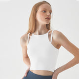 Camisole Yoga Top Round Neck Plain 3 Colors Double Shoulder Straps Cupped Quick Drying Stretch Pad Super Push Up/Push Up Belly Button Out Stylish Strong Elasticity No Shaking Neat Simple Nylon Fitness Dance Training Running Sports SL 