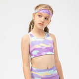 Kids Yoga Bra Top, Round Neck, Print, Junior, For Kids, Cute, Soft, Nylon, 3 Colors to Choose From, Girls, Color Scheme, Quick Drying, Lightweight, Open Back, Pilates, Off Shoulder, Highly Elastic, 7-11 Years, 120-150