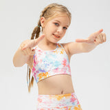 Kids Yoga Bra Top, Round Neck, Print, Junior, For Kids, Cute, Soft, Nylon, 3 Colors to Choose From, Girls, Color Scheme, Quick Drying, Lightweight, Open Back, Pilates, Off Shoulder, Highly Elastic, 7-11 Years, 120-150